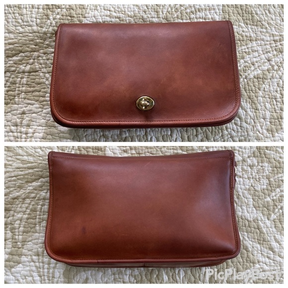 Vintage 70’s NYC Coach Convertible Clutch # 9635 in British Tan Leather - Picture 3 of 13